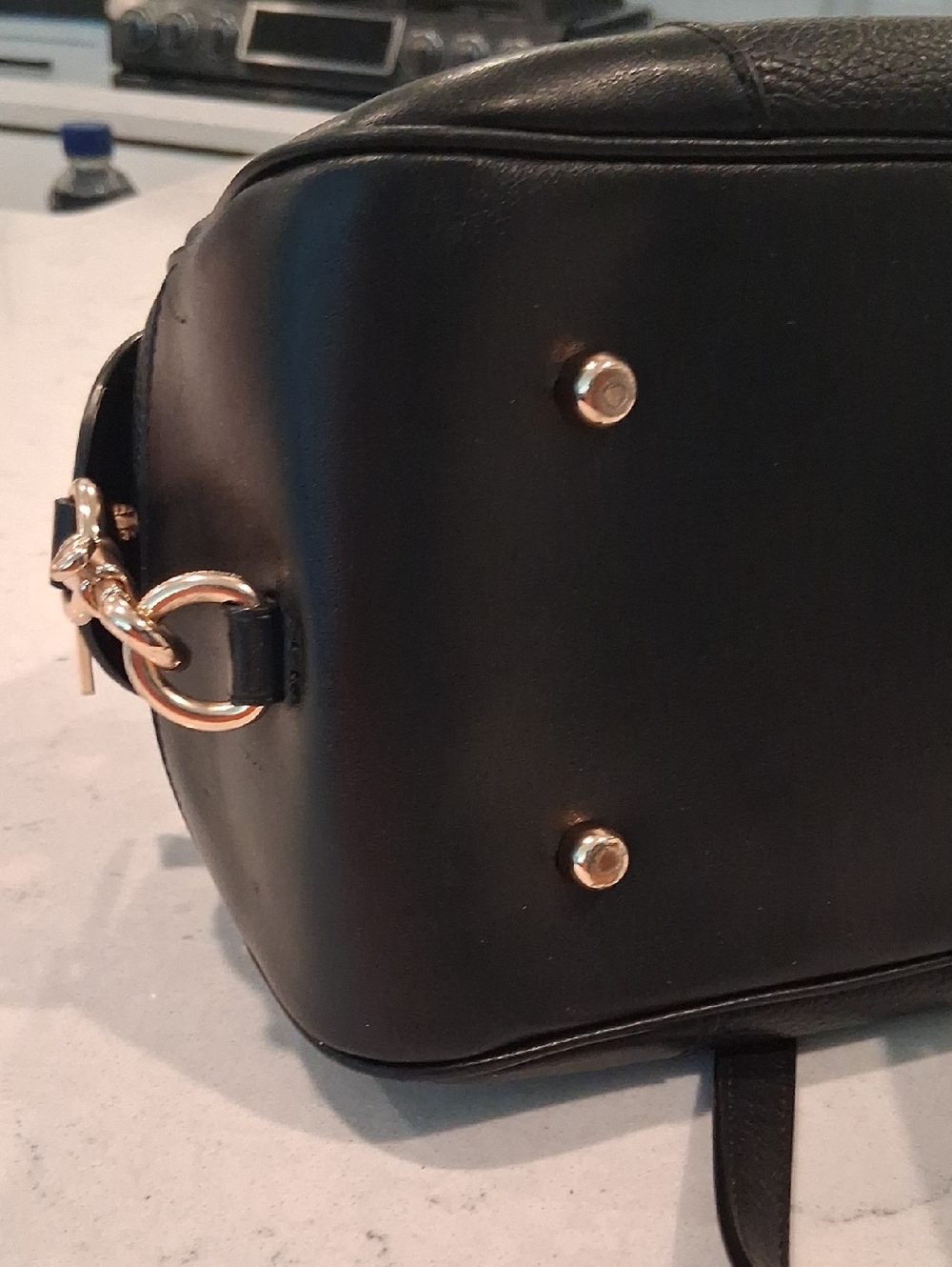 Coach Black Pebbled Leather Satchel with Gold Hardware and Crossbody Strap - Picture 2 of 10